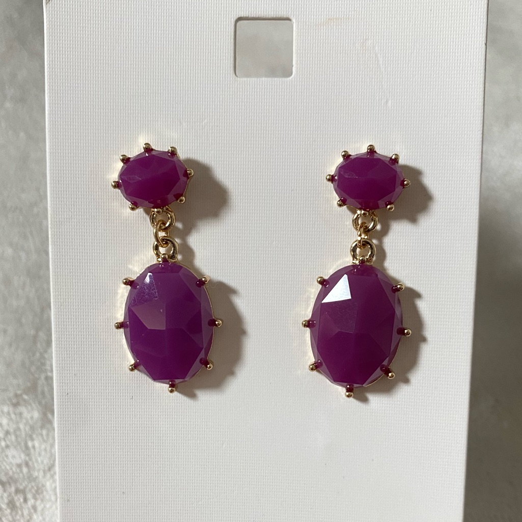 Purple Gemstone Dangle Earrings